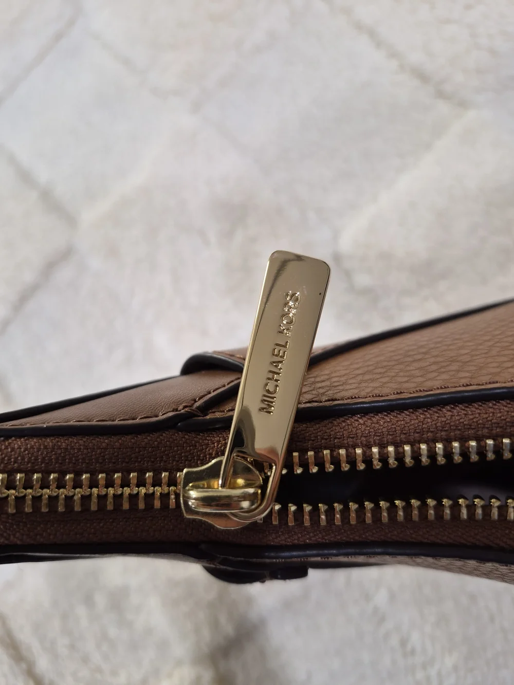 Michael Kors Preston Small Brown Leather Shoulder Bag Gold Hardware NWT